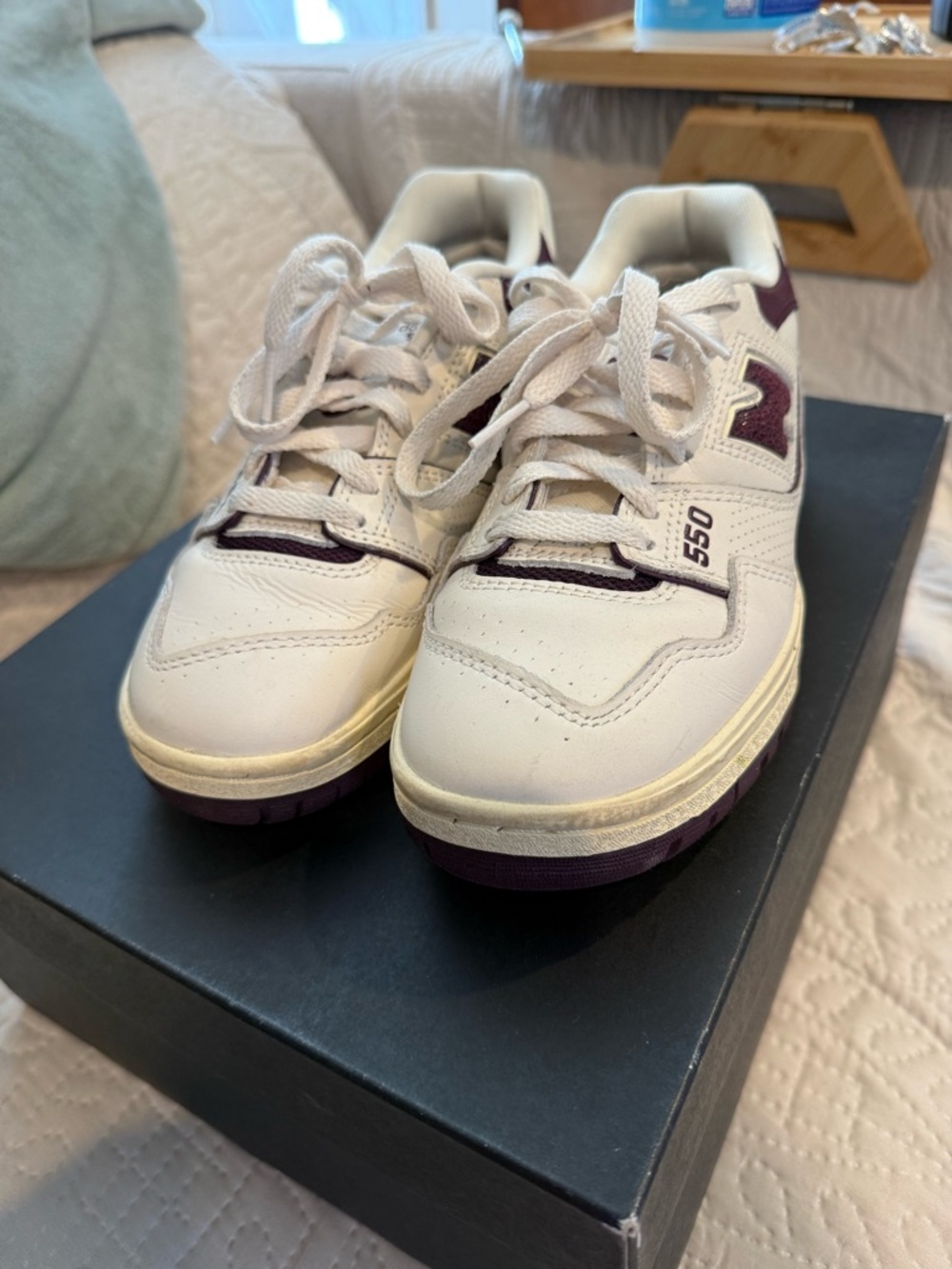 Aime Leon Dore White and Purple 550 New Balance Sneakers (Men’s 5)